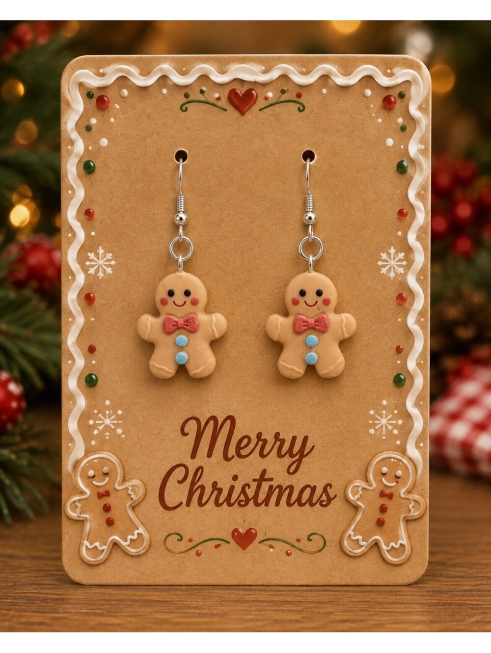Christmas Gingerbread Men Cookie Earrings